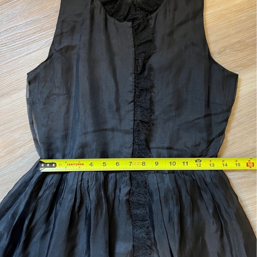 Rebecca Taylor Black Silk midi Dress with Lace Trim – Size 0 lbd XS %100 silk - Picture 10 of 11
